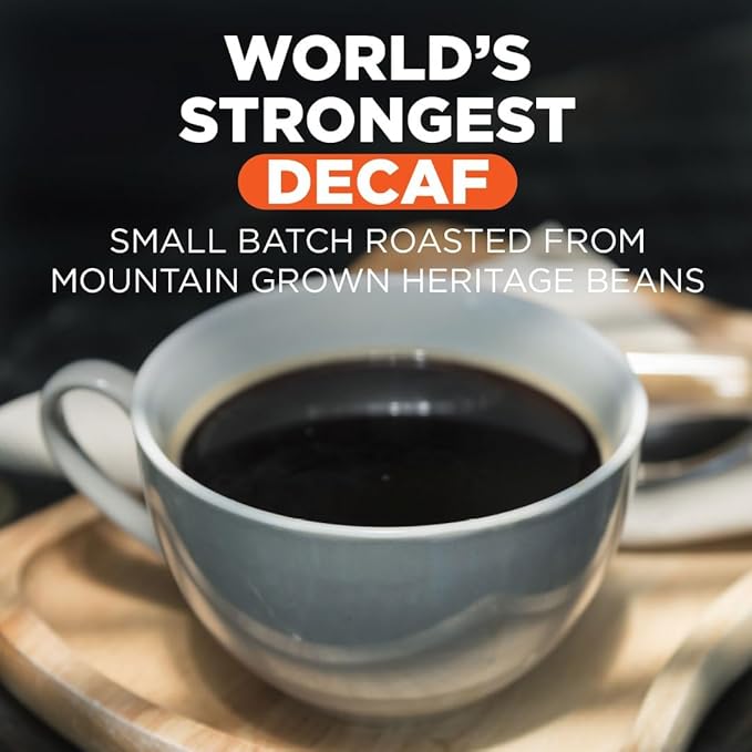 Maud's World's Strongest Decaf Coffee Pods, 50ct, Decaffeinated Dark Roast Coffee in Recyclable Single Serve Pods – 100% Arabica Coffee, Compatible with Keurig K Cups Maker