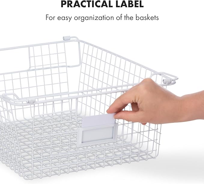 Granrosi Extra Large Stackable Wire Baskets for Organizing — Set of 2 White Wire Storage Baskets with Handles; Snacks & Chips Organizer for Pantry; XL Metal Storage Bins for Pantry