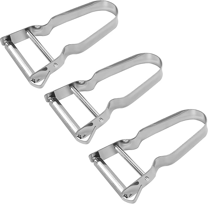 3pcs Genuine Inox Handle Straight Blade Peeler for Kitchen - Star Potato & Fruit Vegetable Metal Blade Rex Speed Bar