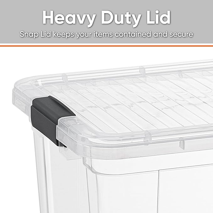Superio Clear Plastic Storage Bin with Lid, 11 Qt, Non-Toxic, BPA Free, Odor Free, Organizer Storage Box, Stackable Plastic Tote for Home, Garage, School, and Office