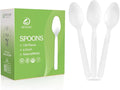 Compostable Spoons [100 Pcs] CPLA Spoons Disposable BPI Certified BPA-Free, Heat Resistant, Durable Disposable Utensils Alternative to Plastic Silverware for Daily, Party & Camping
