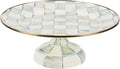 MACKENZIE-CHILDS Enamel Pedestal Platter, Round Cake Stand, Small, Gray-and-White Sterling Check