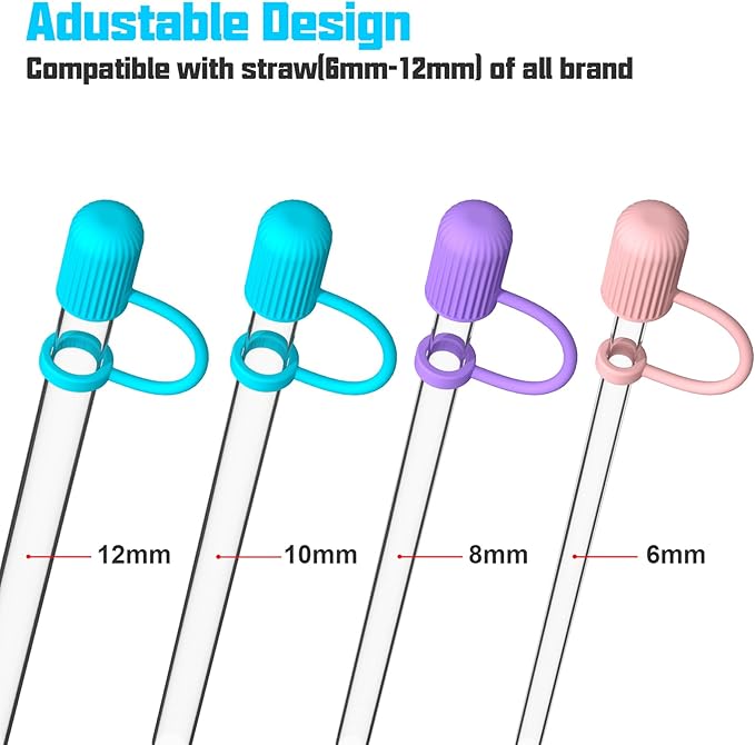 Adjustable Straw Cover for Stanley|Simple Modern|Yeti|Owala|Hydro Flask|Reduce|Maars|Meoky|MaxBase|Beast|Hydrapeak Cup, All Brand of Straw Accessories, Diameter 6mm-12mm, BPA Free, Dishwasher safe