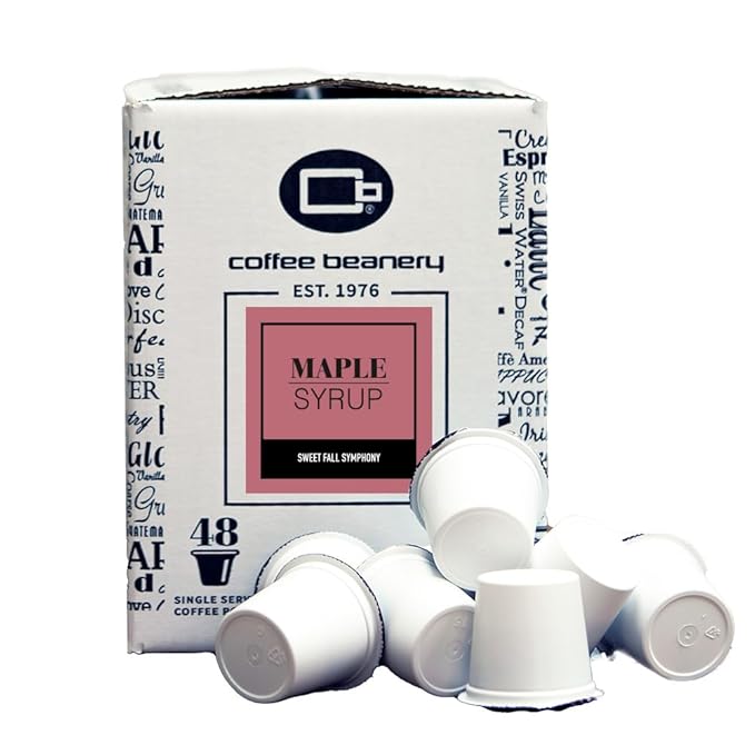 Maple Syrup Coffee Pods by Coffee Beanery | 48ct Bulk Flavored Coffee Pods Medium Roast Coffee Pods| 100% Specialty Arabica Coffee| Gourmet Coffee Pods