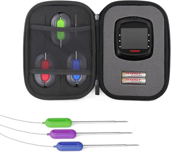 Tenergy Solis Digital Meat Thermometer, APP Controlled Wireless Bluetooth Smart BBQ Thermometer w/ 6 Stainless Steel Probes & Carrying Case, Cooking Thermometer for Grill & Smoker