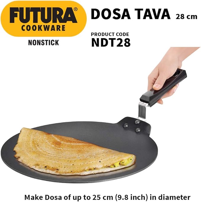 Hawkins Futura Non-stick Flat Dosa Tava Griddle, 11-inch,Black