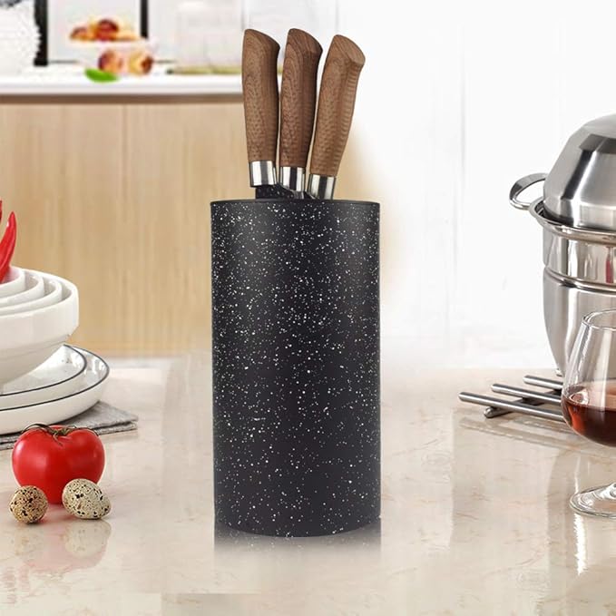 Universal Knife Block without Knives Multi-Functional Freedom Knife Storage Stand Resin Round Knife Holder Unique Design Slot to Protect Blades Detachable Easy to Clean Countertop Knife Holder