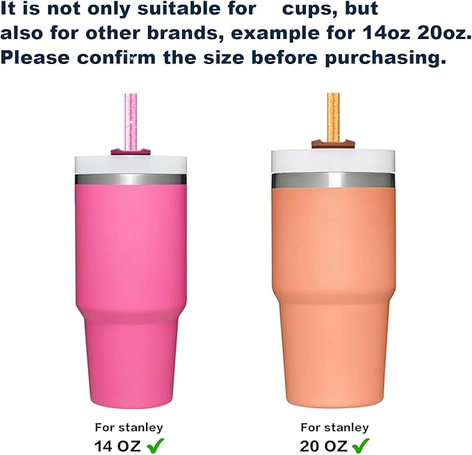 Replacement Straw for Stanley 14 oz 20 oz Cup Tumbler, 6 Pack Long Reusable Color Straws with Cleaning Brush, Dishwasher Safe, Plastic Straws for stanley cup accessories