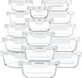 30 Pieces Glass Food Storage Containers with Upgraded Snap Locking Lids,Glass Meal Prep Containers Set - Airtight Lunch Containers, Microwave, Oven, Freezer and Dishwasher Friendly (White)