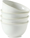 Hasense Soup Bowls, 40 Ounce Large Cereal Bowls for Kitchen, 7 Inch Ceramic Serving Dishes for Salad Pasta Oatmeal, Dishwasher and Microwave Safe, Clay-Infused White