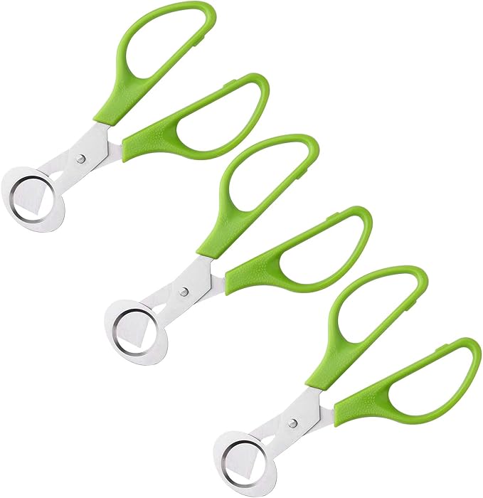 Calary 3Pcs Quail Egg Cutter Scissors Kitchen Egg Shears Tool (Green)
