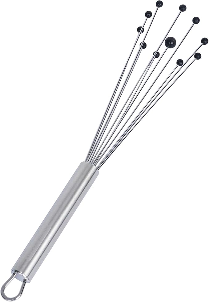 Restaurantware-German Standard 10.6 Inch Ball Whisks, 24 Kitchen Whisks With Silicone Balls - Ergonomic Handle, Dishwashable, Stainless Steel Manual Egg Beater, Durable, For Whisking, Stirring, Mixing