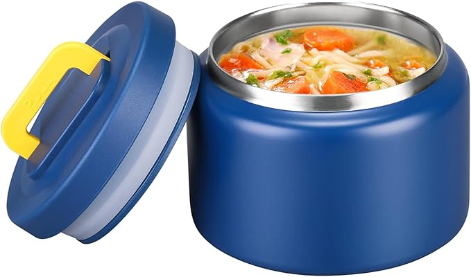 MAISON HUIS 8oz Soup Thermo Wide Mouth Vacuum Insulated Thermo Food Jar, Leak Proof Stainless Steel Thermo for Hot&Cold Food Kids Food Lunch Soup Container for School Travel (Blue)