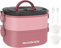 Lunch Box, Stackable 2 Layers Containers, Portable 64OZ Large Capacity Leakproof Bento Box with Spoon & Fork & Sauce Boxes, Microwave Safe Lunch Box for Kids and Adults