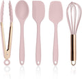 COOK WITH COLOR Silicone Cooking Utensils, Kitchen Utensil Set, Easy to Clean Silicone Kitchen Utensils, Cooking Utensils for Nonstick Cookware, Kitchen Gadgets Set, Standard, Pink