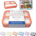 Bento Box Adult Lunch Box | Lunch Boxes For Adults Kids Women | 3 Compartments |Portion Control Meal Snack Container For Big Kids Teens Work School | Leakproof Divided Containers | Coral - Orange