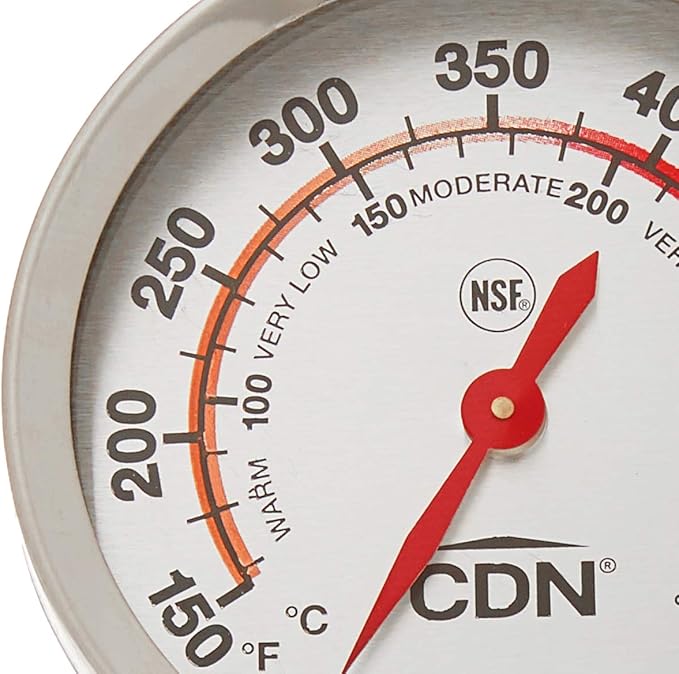 CDN Oven Thermometer ProAccurate®, Easy-to-Read 2"" Dial, Stainless Steel Housing, Temperature Zones, Stand or Hang, Monitor Oven Temperatures, NSF Certified - DOT2