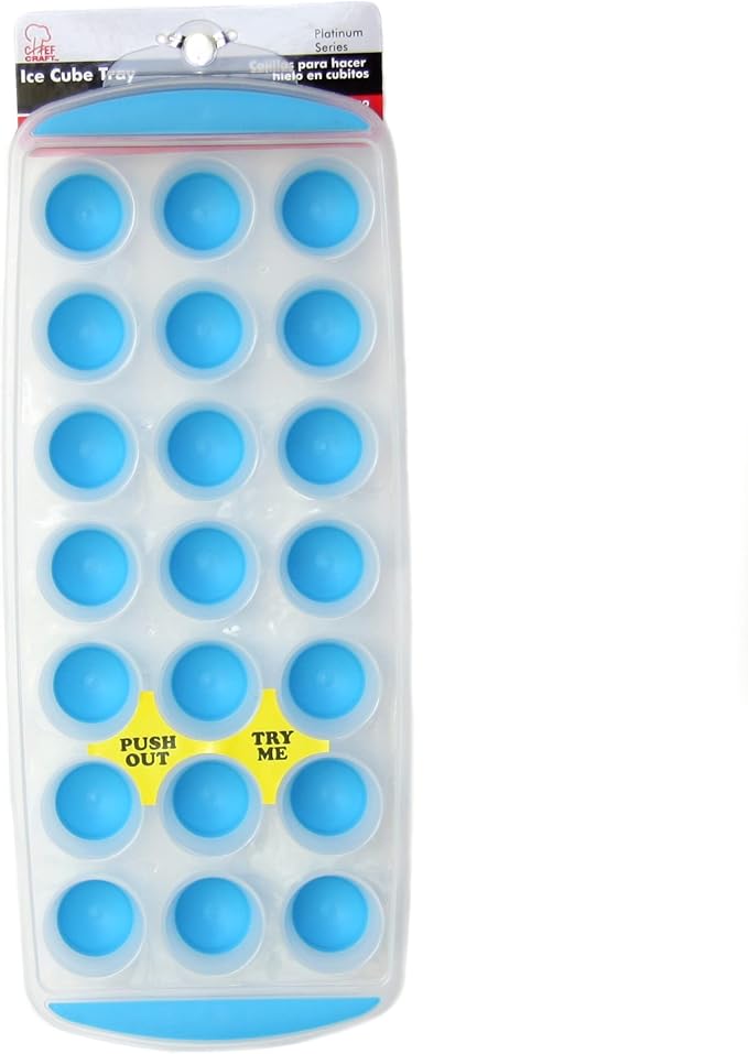 Chef Craft Select Plastic Ice Cube Tray, 11 inch in length yields 21 cubes, Color May Vary