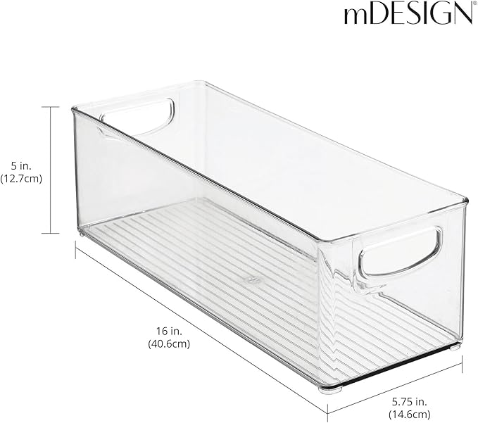 mDesign Plastic Baby Room Organizer Bin - Modern, Stackable Storage Container Box with Handles for Organizing Toys - Small Clothes and Accessories Holder - Ligne Collection - 2 Pack - Clear