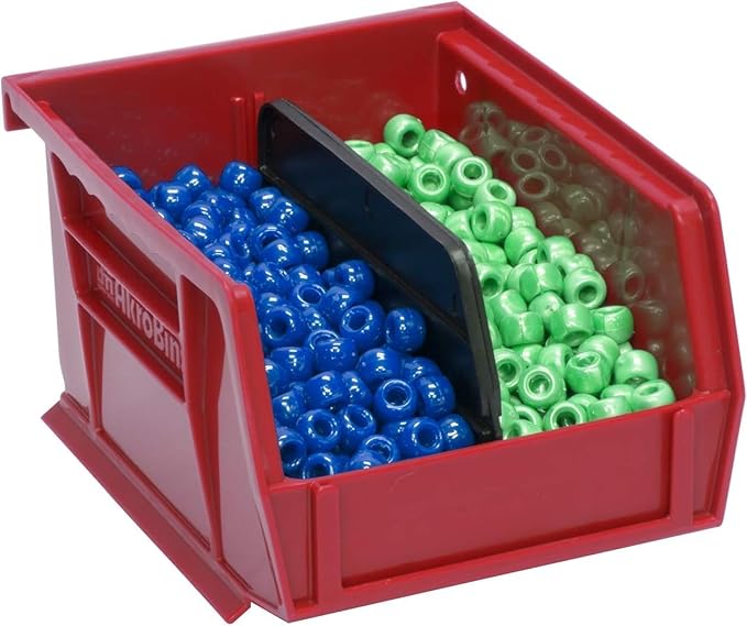 Akro-Mils 30210 AkroBins Plastic Storage Bins, Space-Saving Stackable Bins for Garage, Pantry, Craft Organization, 5-" x 4-" x 3-", Red, 24-Pack