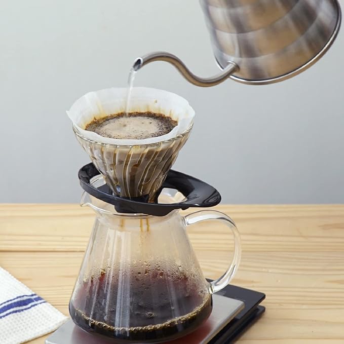 HARIO VDGR-02-B V60 Heat-resistant Glass Transmission Dripper 02, For 1-4 Cups, Black, Made in Japan