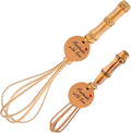 Handmade Wood Whisks for Cooking - 5.7In Natural Bamboo Whisk, Mini Wooden Whisks for Whisking, Beating, Blending, Frothing & Stirring (5.7Inches + 10Inches)
