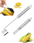 Corn Cob Stripper Kit, Corn Peeler for Corn on the Cob Stainless Steel Corn Stripping Non-Slip Corn Grip Fork Fast and Safe, Suitable for Home Kitchens, Restaurant Chefs, Outdoor Dining Enthusiasts
