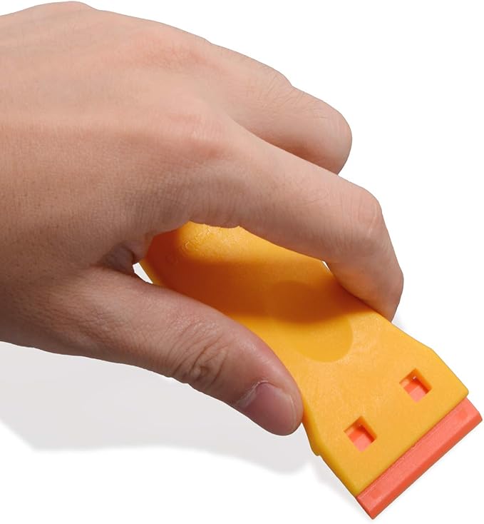 EHDIS 1.5" Plastic Razor Scraper Tool with 10pcs Double Edged Blades for Adhesive Remover,Removing Labels Stickers Decals Taping on Glass Windows(Yellow)