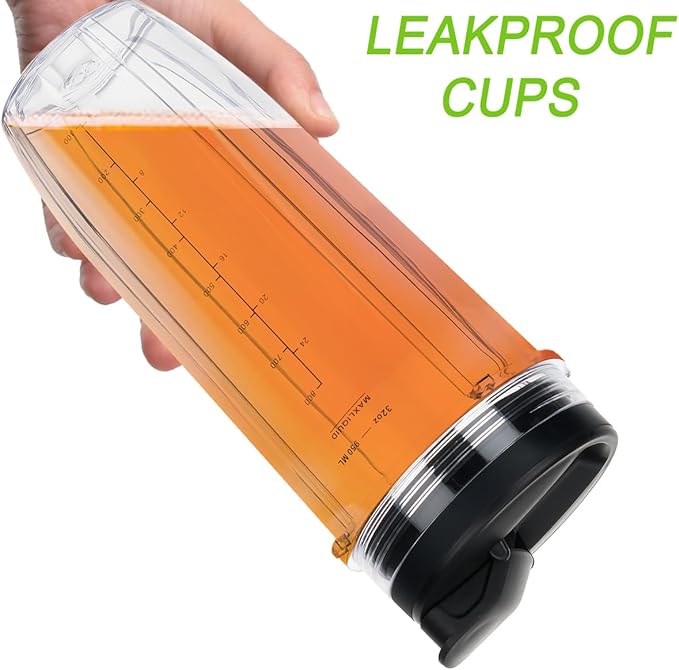 Replacement 32oz Blender Cup with Sip & Seal Lid For Nutri Ninja BL450 BL454 Bl455 BL456 BL480 BL481 BL482 BL490 BL640 BL642 BL682 SS101 SS401 SS351 Nutri Ninja Auto IQ Series Blenders, 2-Pack …