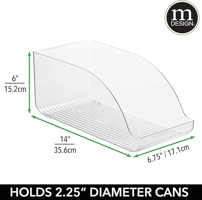 mDesign Compact Plastic Kitchen and Pantry Storage Organizer Bin for Tall Skinny Soda/Pop Cans - Kitchen, Pantry, Refrigerator - Clear