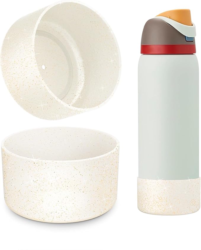 2 PCS Glitter Silicone Boot for Owala Water Bottle, Anti-Slip Protective Sleeve for FreeSip/Twist/Flip Stainless Steel Water Bottles Accessories