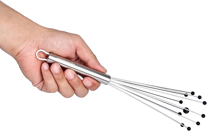 Restaurantware-German Standard 10.6 Inch Ball Whisk, 1 Kitchen Whisk With Silicone Balls - Ergonomic Handle, Dishwashable, Stainless Steel Manual Egg Beater, Durable, For Whisking, Stirring, Mixing