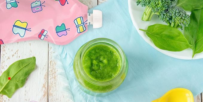 Squooshi Reusable Baby Food Pouches for Toddlers | BPA Free Plastic, Food Safe, Freezer Safe | Refillable for Applesauce Yogurt & Puree Squeeze Pouch | 12 Pack | 5 oz | Assorted Designs