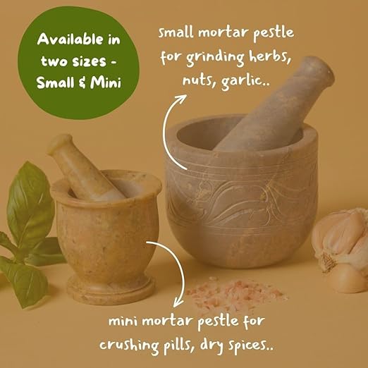 Mini Mortar Pestle Set, Kitchen Tools, Kitchen Countertop Decor, Grinding, Crushing, Herbs, Garlic, Nuts, Spices, Rustic Style, Handcrafted, Made from Soapstone, Natural Beige