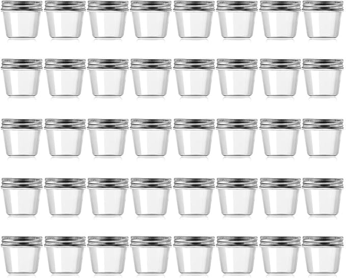novelinks 4 Ounce Clear Plastic Jars Containers With Screw On Lids - Refillable Round Empty Plastic Slime Storage Containers for Kitchen & Household Storage - BPA Free (40 Pack)