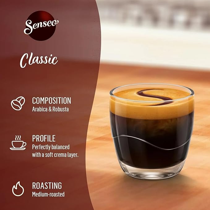 Senseo Classic Medium Roast Coffee Pods – 480 Count (10 Packs) – Smooth & Balanced Flavor with Rich Crema – Single-Serve Compostable Coffee Pads – Compatible with Senseo & PeleCom Machines