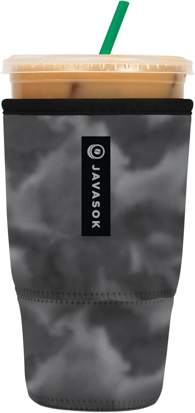 Sok It JavaSok Iced Coffee & Cold Soda Insulated Neoprene Cup Sleeve (Shades of Gray, Large: 30-32oz)