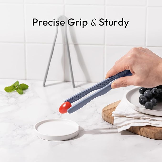 carrotez Mini Silicone Toaster Tongs, Anti-Slip,Non-Scratch Mini Tongs 7 Inch - Blue