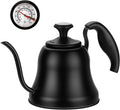 Tea Kettle with Thermometer Stovetop Gooseneck Kettle 28oz 0.8L Pour Over Coffee Pot, Matte Black Camping Home Kitchen Water Boiler, 1Pack