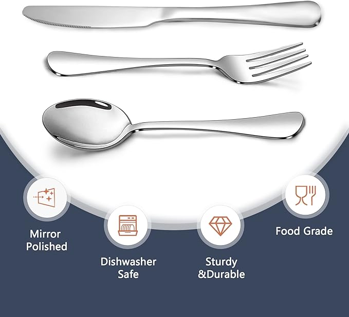 Silverware Set,SANTUO Stainless Steel Knives Spoon Forks Set for Home, Kitchen and Restaurant, Mirror Polished& Dishwasher Safe (24pcs-Dinner knives set)