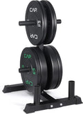 CAP Barbell 2-Inch Olympic Bumper Plate Weight Set with 6 Post Rack | 100-370 lbs | Multiple Options