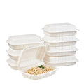 FULING 9X6 1-Compartment 50-Pack Plastic Clamshell Food To Go Box Containers Carryout For Sandwich Salad Heavy Duty Disposable Hinged With Secure Snap Lid