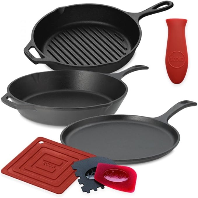 Lodge Essential Pan Set, 7-Piece, Black