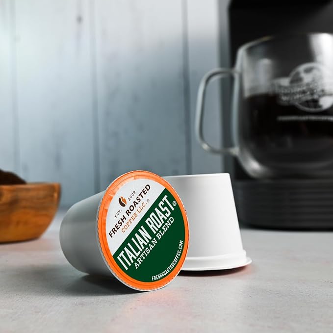 Fresh Roasted Coffee, Italian Roast, Dark, 96 Pods for K Cup Brewers
