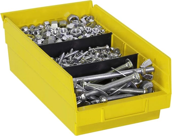 Akro-Mils 30130 Plastic Shelf Bins, Heavy Duty Storage Bins for Garage, Closet, and Drawer Organization, 12-Inch x 6-1/2-Inch x 4-Inch, Yellow, 12-Pack