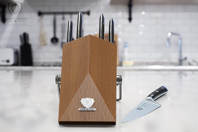 Dalstrong Knife Block Set - 5 Piece - Gladiator Series - with Modular, Multi-Level Block - German High Carbon Steel - Premium ABS Black Handles - NSF Certified