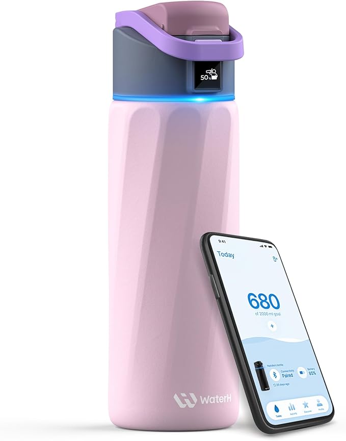 Boost Smart Water Bottle that Reminds You to Drink, 24oz BPA-Free Stainless Steel Vacuum Insulated Bottle, Wide Mouth Water Tracker Bottle with APP, Ideal Gift for Christmas, Thanksgiving Day