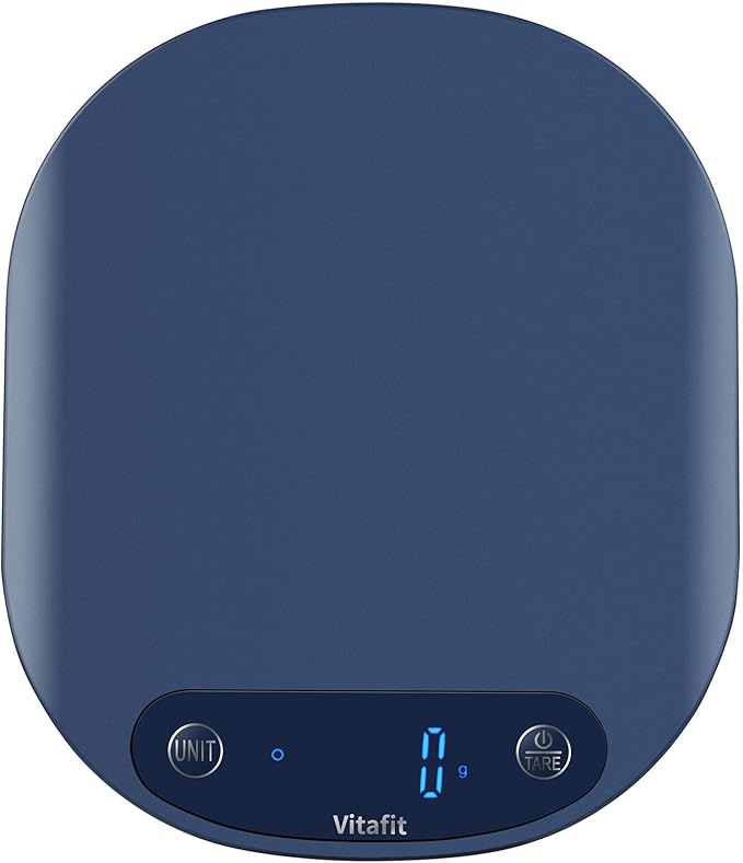 Vitafit 33lb/15kg Digital Food Scale in High Precision 0.1oz/1g, Our Own Kitchen Scale Professional Factory Since 2001, Home and Kitchen Essentials for Cooking and Baking, LED, 3*AAA Batteries, Blue