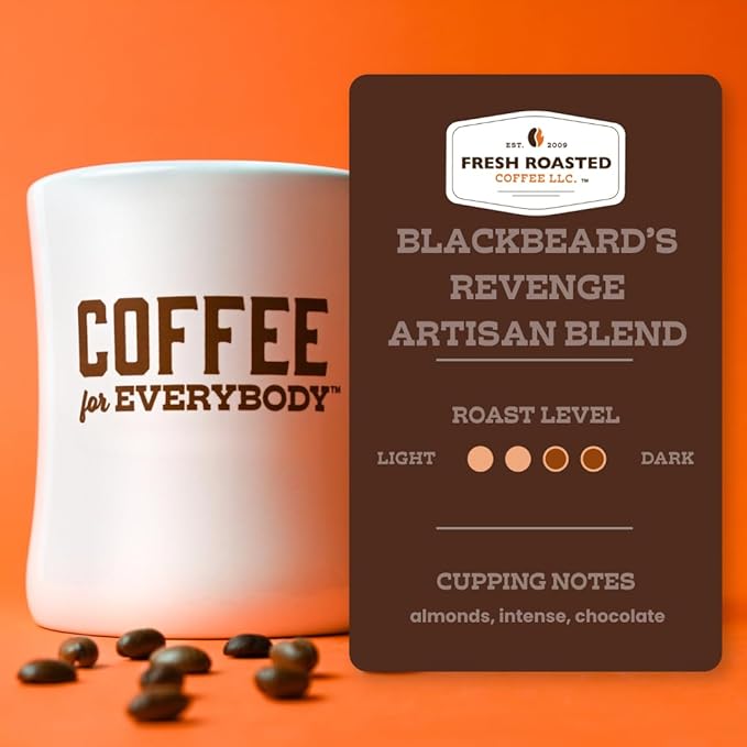 Fresh Roasted Coffee, Blackbeard's Revenge, 2 lb (32 oz), Medium Roast, Kosher, Whole Bean