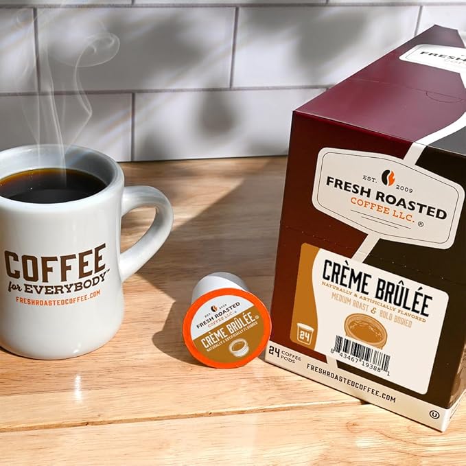 Fresh Roasted Coffee, Crème Brûlée, Flavored Coffee Pods, K-Cup Compatible, 24 Count